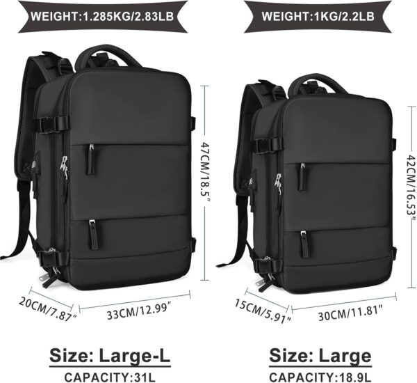 Large Travel Backpack For Women Men,Carry On Backpack,Hiking Backpack Waterproof Outdoor Sports Rucksack Casual Daypack Travel Essentials（Black） - Image 2
