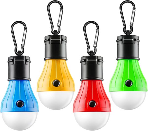Tent Lamp 4 Packs Portable LED Tent Lights Clip Hook Hurricane Emergency Lights LED Camping Lights Bulb Camping lights Camping Equipment for Camping Hiking Backpacking Outage