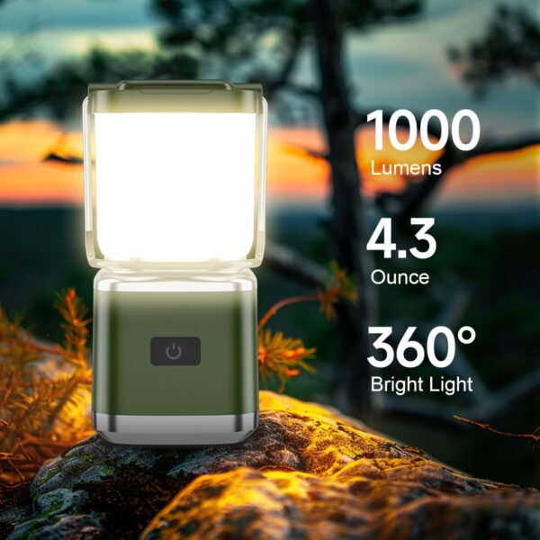 LED Camping light, 1000 Lumens Camping light Rechargeable with 4 Light Modes, Waterproof, Camping Essentials, Mini Lantern Flashlight for Camping, Hurricane, Emergency, Hiking, Power Outages, 2pc - Image 2