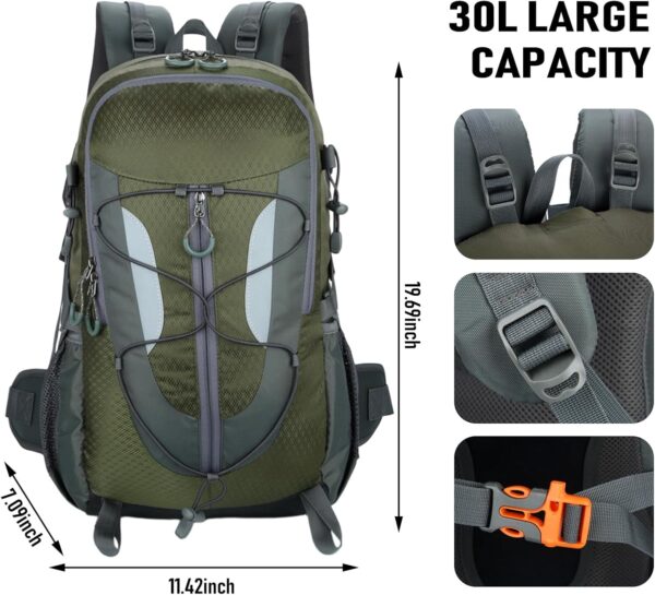 30L Hiking Backpack, Waterproof Outdoor Bag, Travel Camping, Men'S And Women'S Sports Backpack (Army green) - Image 2