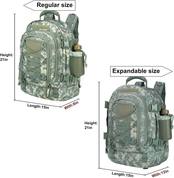 Expandable 40-64L Military Tactical Backpack 3 Day Bag Hiking Gym Sport Camping - Image 2