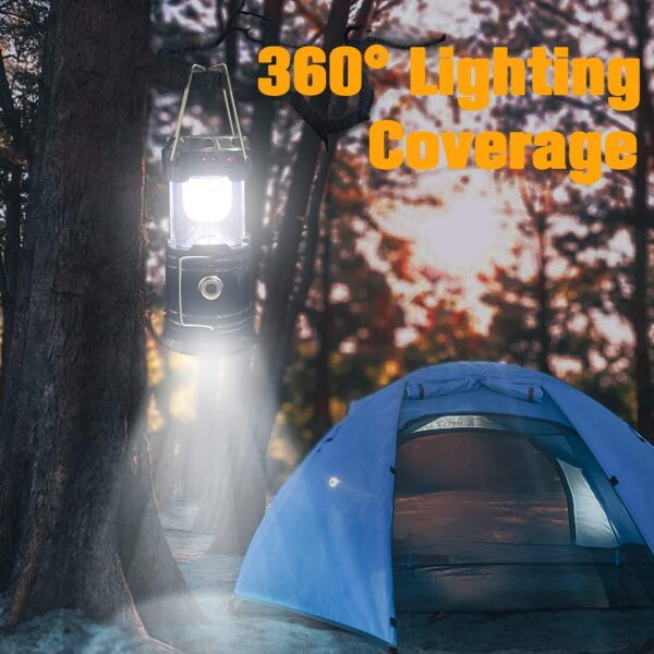 Collapsible Portable LED Camping light  Lightweight Waterproof Solar USB Rechargeable LED Flashlight Survival Kits for Indoor Outdoor Home Emergency Light Power Outages Hiking Hurricane 4-Pack - Image 2