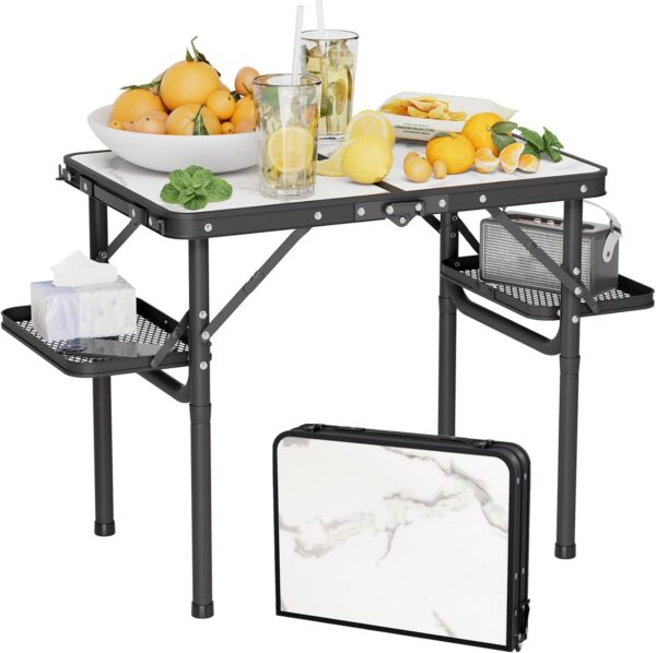 Folding Camping Table Small 2ft, Small Camp Table Portable with 50% Extra Space, Folding Picnic Table, Portable Beach Tables, Car Camping Essentials, Aluminum Light & Solid